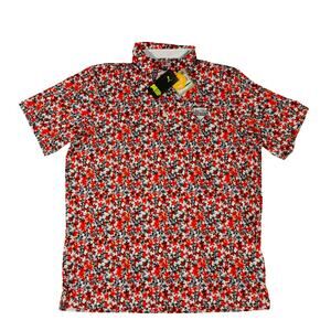 Puma Floral Performance Johnny Bench Golf Classic Polo Shirt Large NWT